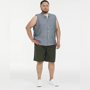 Size 40 Amazon Essentials Men's 100% Cotton Slimfit DarkOlive Green Cargo Shorts